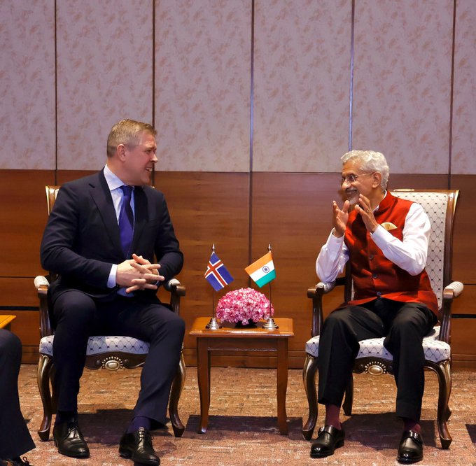 Bilateral meeting between Dr S Jaishankar, EAM and Mr Bjarni Benediktsson, Foreign Minister of Iceland